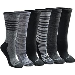 Dickies Women's Dri-Tech Fashion Moisture Control Crew Socks (5/6/12 Pairs) (S-XL), Black Stripe (6 Pairs), Large