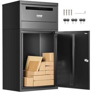 VEVOR Pakketbezorgdozen voor buiten, 90,9 cm brievenbus voor pakket met slot, Gegalvaniseerd stalen pakket Drop Box met anti-diefstal ontwerp, weerbestendige pakketbrievenbus voor thuis en op kantoor