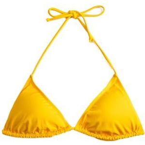 Koton Dames gevoerde halter nek driehoek bikini top zwemkleding, geel (182), 34