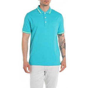 Replay Poloshirt voor heren, korte mouwen, regular fit, 384 Maui Azure, XL