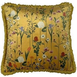 furn. Fleura bloemen omzoomd veren rijk gevuld kussen