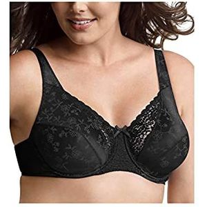 Playtex Women's Secrets beugelbeha 4422, liften en ondersteunt volledige dekkende beha, volledige figuurbeha, Echt Zwart, 95E