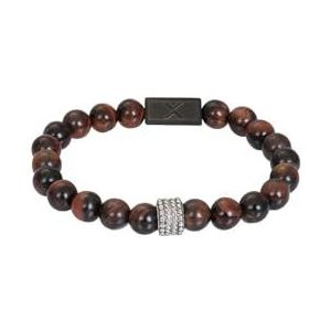 iXXXi - Lee - Armband - Gun Color - Rood Bruine Tiger-Eye Kralen