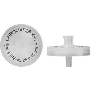 Macherey & Nagel ML-3175 CHROMAFIL Xtra Polytetrafluorethyleen label spuitvoorzetfilter, 1 µm poriënbreedte van het membraan, 25 mm filtratietype, kleurloos, 100 stuks