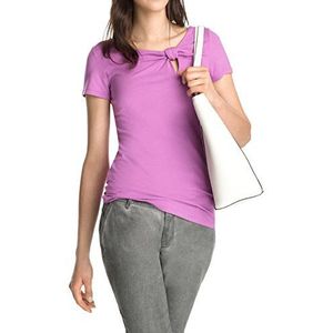 ESPRIT Collection Dames T-shirt zachte viscose - mix, effen, roze (Viola Pink 694), M