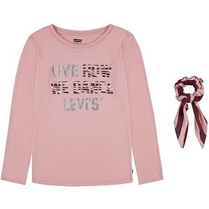 Levi's Meisjes Lvg Ls Zebra T-shirt met Scrunchi 4ej167 T-shirt, Roze Icing, 10 jaar