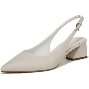 Franco Sarto Womens Racer Slingback Low Block Heel Pointed Toe Pump, Putty Cream Leather, 10 Wide US