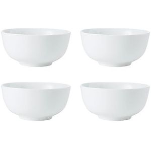 Mikasa Krijt 4-delige porseleinen ontbijtkommenset, wit | porseleinen soepkommen | Set witte kleine kommen, 14 cm - geschenkdoos, magnetron- en vaatwasmachinebestendig