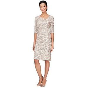 Alex Evenings Dames L hals Knielengte Shift Jurk Speciale Gelegenheid, Ivoor Taupe, 16, Ivoor Taupe, 42