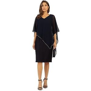 ApartFashion Dames jerseyjurk met chiffoncape formele avondjurk, nachtblauw, 40
