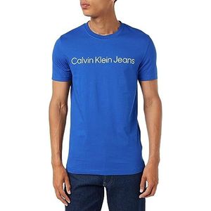 Calvin Klein Jeans S/S T-shirts voor heren, Blauw (Waterkoker Blauw/Helder Wit), XS
