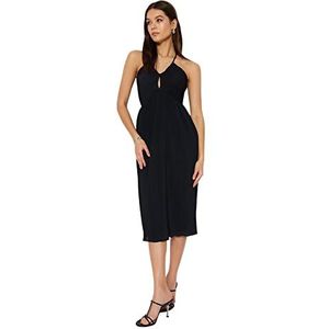 Trendyol Dames Shift Regular fit geweven jurk, zwart, 38, Zwart, 36