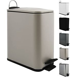 Spirella Pedaalemmer Paris - beige - 5 liter - metaal - L28 x B14 x H29 cm - soft-close - toilet/badkamer