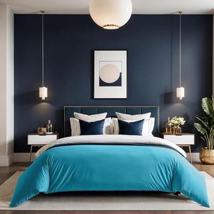 Turquoise Ranforce Double Quilt Cover (200 x 200 cm) | 100% katoen, 155 draden count, knoopsluiting, machinewasbaar op 30 °C, zacht en duurzaam
