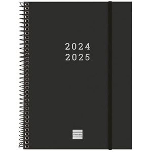 Finocam - Agenda Espiral 18 maanden 2024 2025 horizontale weekweergave juli 2024 - december 2025 (18 maanden) zwart internationaal