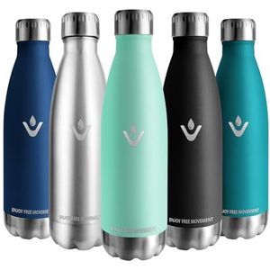 Vikaster Thermosfles, 500 ml thermosfles, BPA-vrije drinkfles, lekvrije waterfles voor school, sport, fiets, camping, fitness, outdoor
