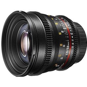 Walimex Pro 50 mm 1:1,5 VDSLR video/foto-lens voor Nikon F objectiefbajonet zwart (handmatige focus, voor full-formaat sensor berekend, filterdiameter 77 mm, traploze diafragma instelling)