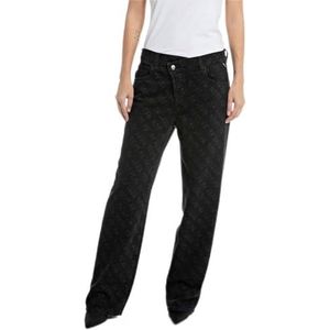 Replay Zelmaa Loose Wide Leg Jeans voor dames, 098 Black, 25W x 32L