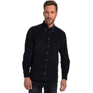 JP 1880, Heren grote maten, corduroy hemd, klederdracht-shirt, lange mouwen, buttondown-kraag, moderne pasvorm, Donkerblauw, XXL