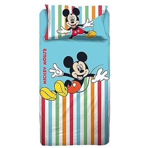 Mickey Mouse, eenpersoonsbed, Disney, hoeslaken, kussensloop, blauw, Disney, 100% katoen, officieel product