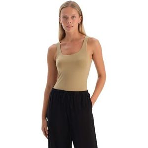 Dagi Green Fashion Gebreide Regular Supreme Dunne Strap Strappy U-hals Tanktop, Groen, XL, groen, XL