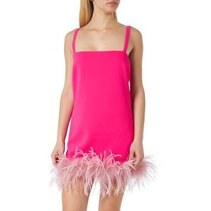 Trebbiano Crepe Stretch jurk met veren, N17_pink pinko, 34 NL