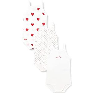 Petit Bateau Cocompd A04IX Babydrager-body voor baby's, rood + wit, 4 A, 4 jaar, uniseks baby, wit/rood + wit/rood + wit