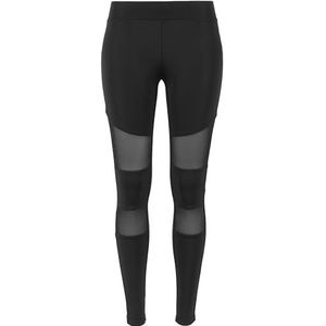 Urban Classics Tech Mesh yogabroek voor dames, lange streetwear- en sportbroek met inzetstukken van netstof