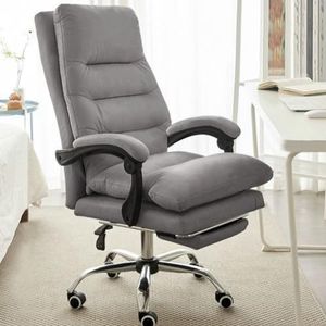 Shally Dogan Bureaustoel met verstelbare rugleuning met hoge dichtheid, bureaustoel met kunstleren bekleding en voetensteun, ergonomisch design en verstelbare hoogte (grijs)