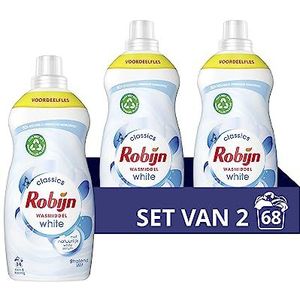 Robijn Klein & Krachtig Classics Stralend Wit Vloeibaar Wasmiddel, voor lichte en witte was - 2 x 34 wasbeurten - Voordeelverpakking