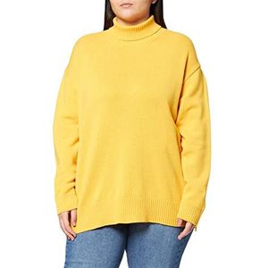 Maerz Dames rolkraag Merino extra fijne pullover, Kurkuma, Loose Fit