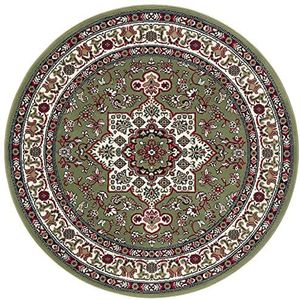 Nouristan Mirkan Orient tapijt, rond, woonkamertapijt, oosters laagpolig, vintage, oosters tapijt voor eetkamer, woonkamer, slaapkamer, groen, 160 cm