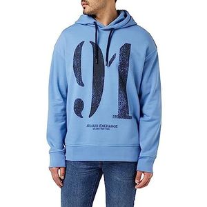 Armani Exchange Heren Comfy Fit Hooded, Maxi Number Print Sweatshirt, Blauw, L EU, blauw, L