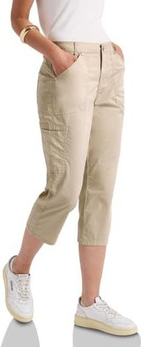 Street One - 3/4 Satijnen Broek - Beige - Stretch Katoenmix