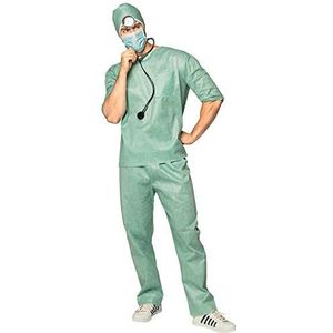 Boland 83887 - kostuum doctor, maat M/L, muts, hoofdband met voorhoofdreflector, mondmasker, stethoscoop, shirt, broek, chirurg, arts, operatie, verkleden, carnaval, themafeest