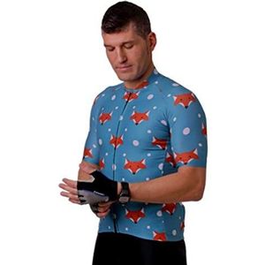 Hoopo Fietsshirt FoxBlue, voor dames en heren, wielrennen, fietsshirt, korte mouwen, blauw #FoxBlue maten (XS tot XL)
