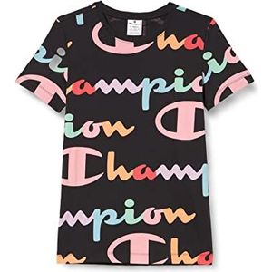 Champion Legacy American Classics All-Over Logo S/S T-shirt, zwart, XS dames