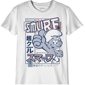 Les Schtroumpfs T-shirt voor jongens, Wit, 8 Jaren