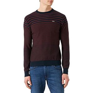 Mexx Heren Bold Stripe Sweater, Dark Brick, XL