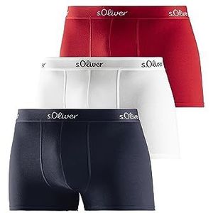 s.Oliver RED LABEL Bodywear LM s.Oliver Boxer Basic 3X Boxershorts, voor heren, rood/blauw/wit, passend (3 stuks), rood, blauw, wit, M