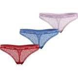 Tommy Hilfiger String (3 stuks) dames, rood (Fierce Red/Blue Spell/Pearly Pink), XS