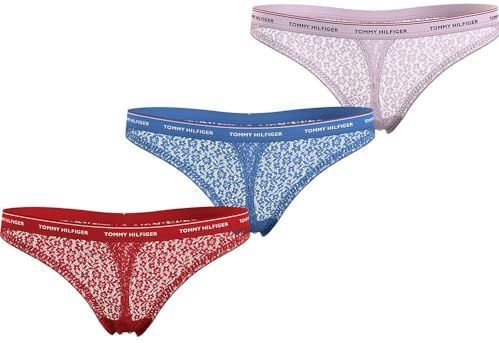 Tommy Hilfiger String (3 stuks) dames, rood (Fierce Red/Blue Spell/Pearly Pink), XS