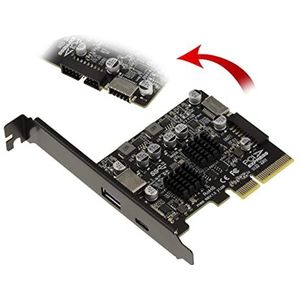 KALEA-INFORMATIQUE PCIe USB 3.2 Gen2 10G-controllerkaart met 2 externe A- en C-poorten en 2 interne 19-punts en E-poorten. ASM 3142 chipset en Via VLI VL822