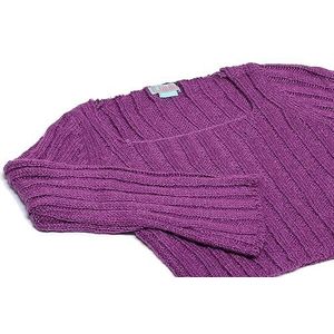 Libbi Modieuze gebreide trui voor dames met vierkante kraag acryl lila maat XS/S, lila, XS