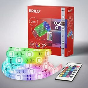 Briloner Leuchten - 3m LED-strip, dimbaar, zelfklevend, 90xRGB strip, lichtstrip, lichtstrip, lichtslang, LED-strip, kunststof, 12 watt, wit