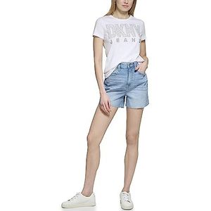 DKNY Women's Short Sleeve Stud Logo T-shirt, Wit, S, wit, S