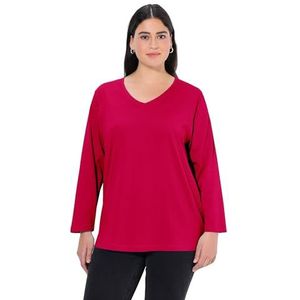 Ulla Popken Basic V-shirt voor dames, lange mouwen, rood, 42/44 Grote maten