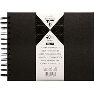 Clairefontaine 95438C Spiraalalbum om te personaliseren, 40 vellen zwart papier, dik, 185 g/m², formaat 21 x 16 cm, zwarte hardcover, creatieve vrije tijd, doe-het-zelf, scrapbooking