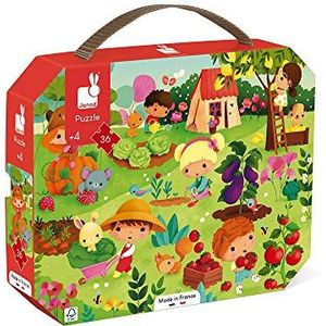 Janod - Child Puzzle Vegetable Garden 36 Pieces - Educational Game - Fine Motor Skills and Concentration - Case with Handle - Made In France and Fsc Certified - Green Inks - from 4 Years, J02648