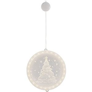 AmeliaHome LED venster decoratie acryl hanger kerstverlichting batterij aangedreven kerstdecoratie rond kerstboom